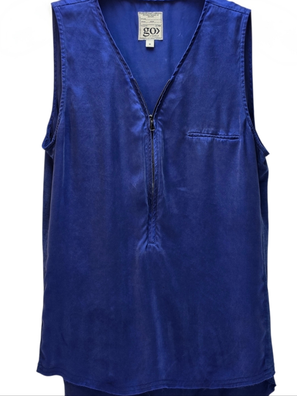 Go By Go Silk Iconic Go Zippy Tank Luxe, Blue, EUC, Size Medium